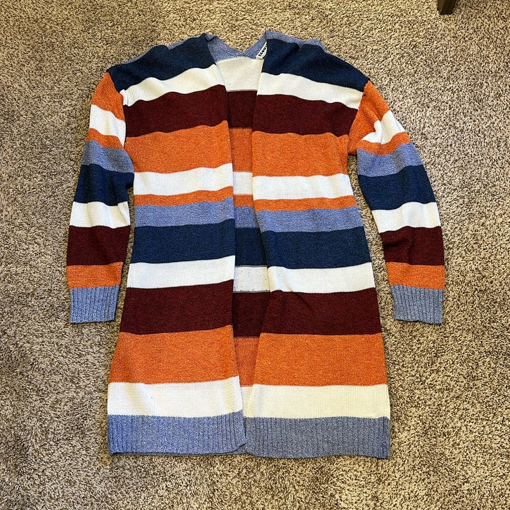 Long sleeve striped fall cardigan. Size large.